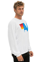 Retro LOGO RELAXED CREW SWEATSHIRT - WHITE