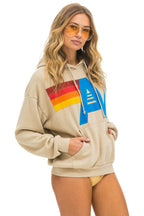 Retro LOGO STITCH PULLOVER RELAXED HOODIE - SAND