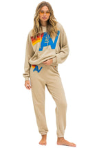 Retro LOGO STITCH PULLOVER RELAXED HOODIE - SAND