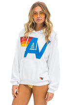 Retro LOGO STITCH PULLOVER RELAXED HOODIE - WHITE