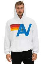 Retro LOGO STITCH PULLOVER RELAXED HOODIE - WHITE