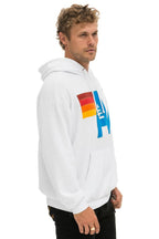 Retro LOGO STITCH PULLOVER RELAXED HOODIE - WHITE