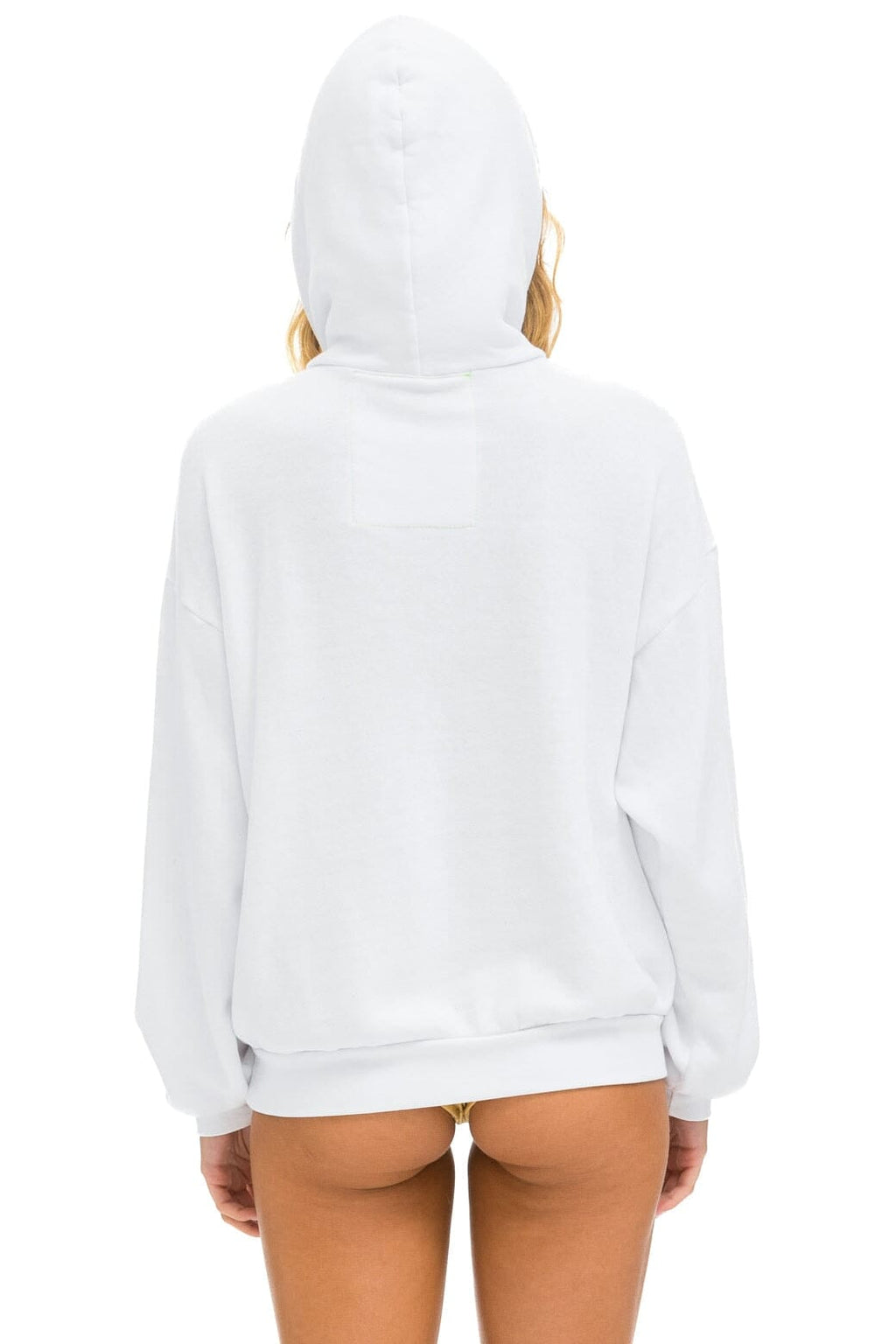 Retro LOGO STITCH PULLOVER RELAXED HOODIE - WHITE