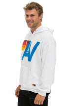 Retro LOGO STITCH PULLOVER RELAXED HOODIE - WHITE