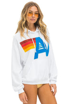 Retro LOGO STITCH PULLOVER RELAXED HOODIE - WHITE