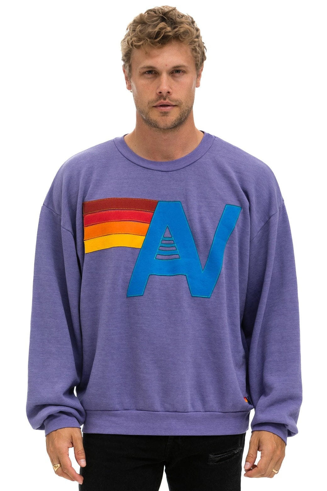 Retro LOGO STITCH RELAXED CREW SWEATSHIRT - LAVENDER