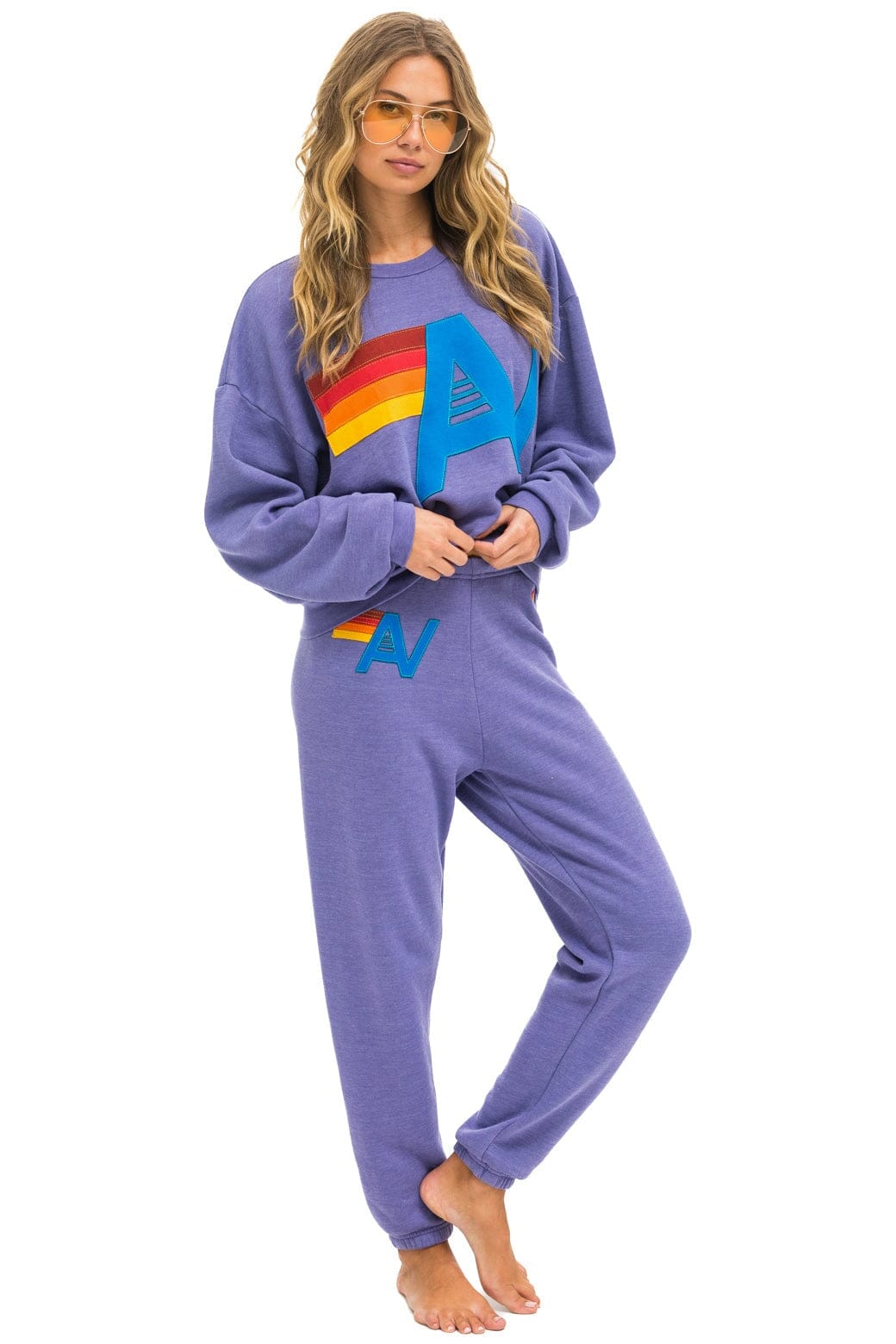 Retro LOGO STITCH RELAXED CREW SWEATSHIRT - LAVENDER