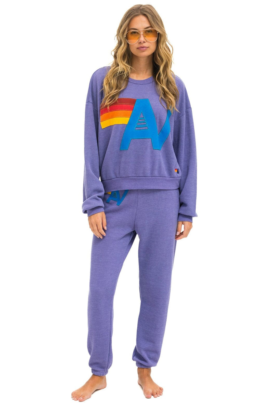 Retro LOGO STITCH RELAXED CREW SWEATSHIRT - LAVENDER