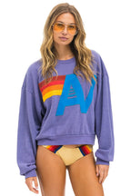 Retro LOGO STITCH RELAXED CREW SWEATSHIRT - LAVENDER