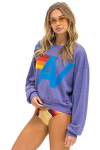 Retro LOGO STITCH RELAXED CREW SWEATSHIRT - LAVENDER