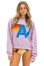 Retro LOGO STITCH RELAXED CREW SWEATSHIRT - MAUVE