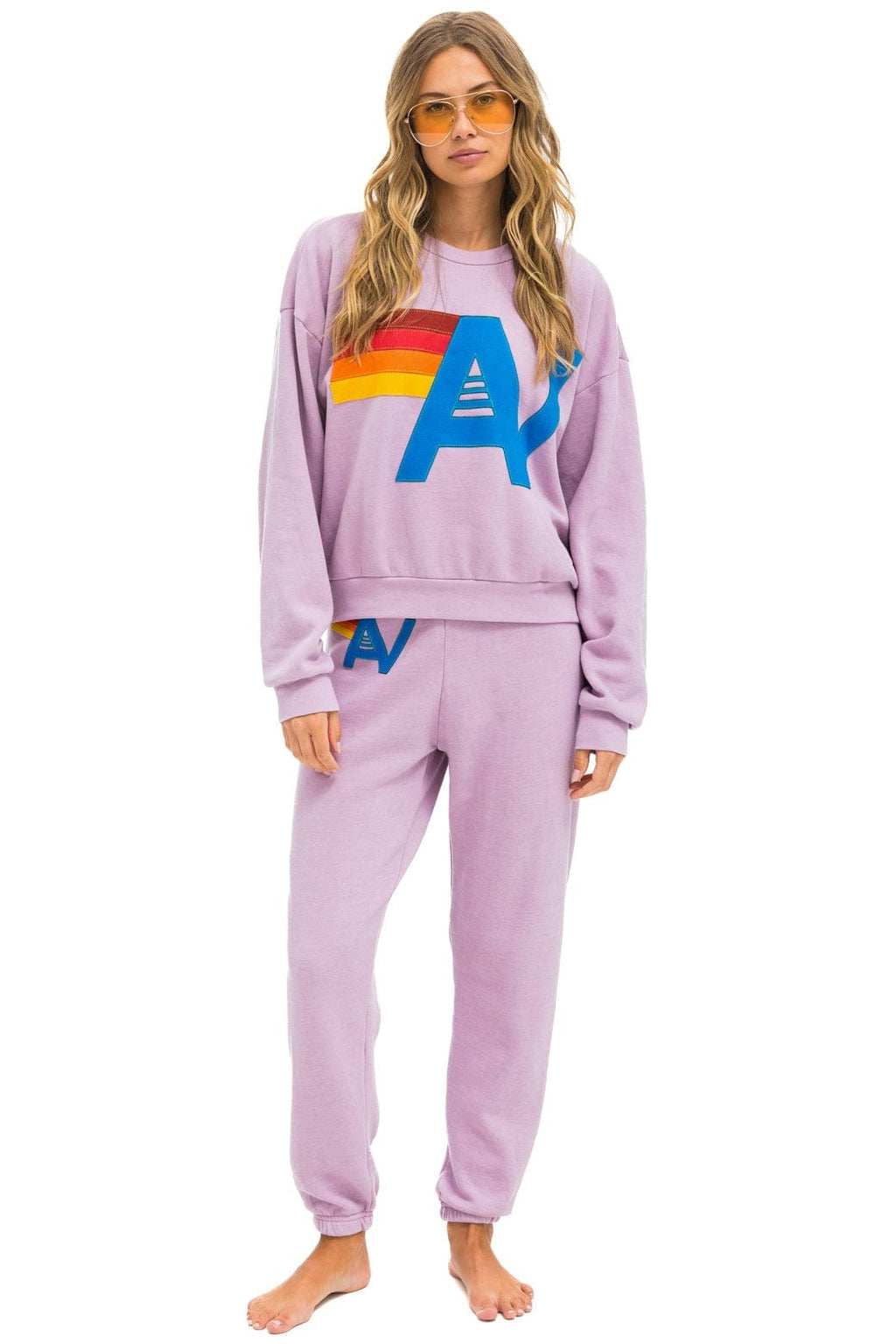 Retro LOGO STITCH RELAXED CREW SWEATSHIRT - MAUVE