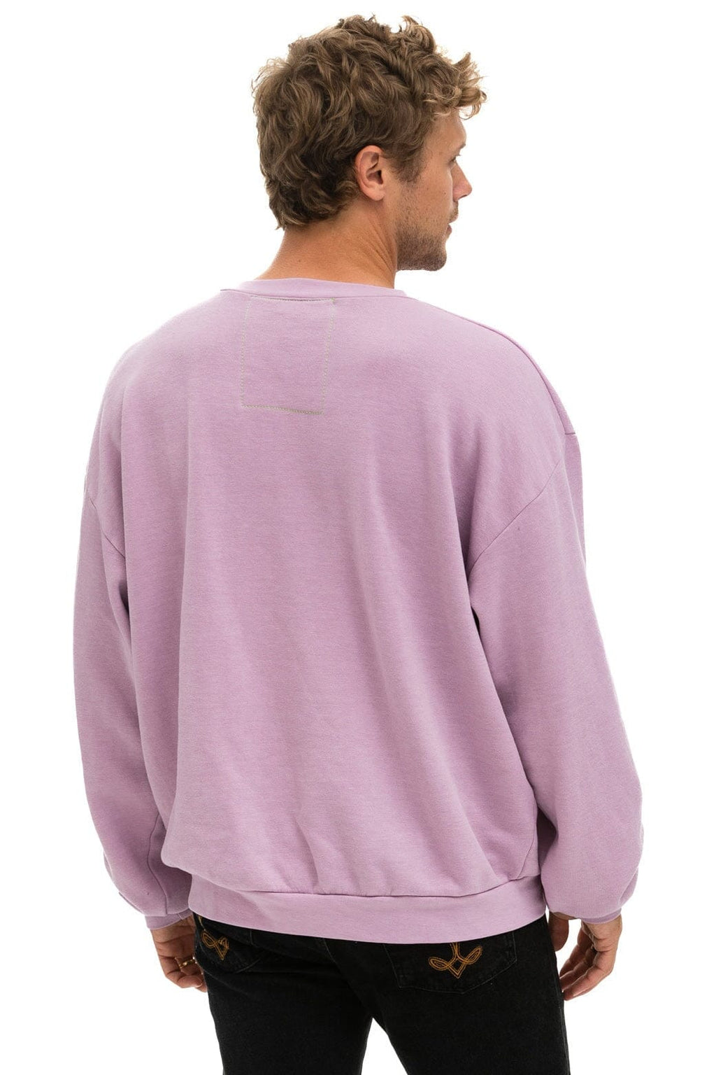 Retro LOGO STITCH RELAXED CREW SWEATSHIRT - MAUVE