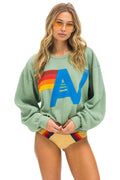 Retro LOGO STITCH RELAXED CREW SWEATSHIRT - SAGE