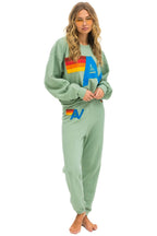 Retro LOGO STITCH RELAXED CREW SWEATSHIRT - SAGE