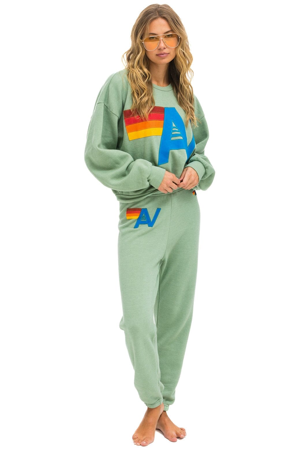 Retro LOGO STITCH RELAXED CREW SWEATSHIRT - SAGE
