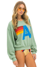Retro LOGO STITCH RELAXED CREW SWEATSHIRT - SAGE