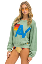 Retro LOGO STITCH RELAXED CREW SWEATSHIRT - SAGE