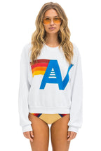 Retro LOGO STITCH RELAXED CREW SWEATSHIRT - WHITE