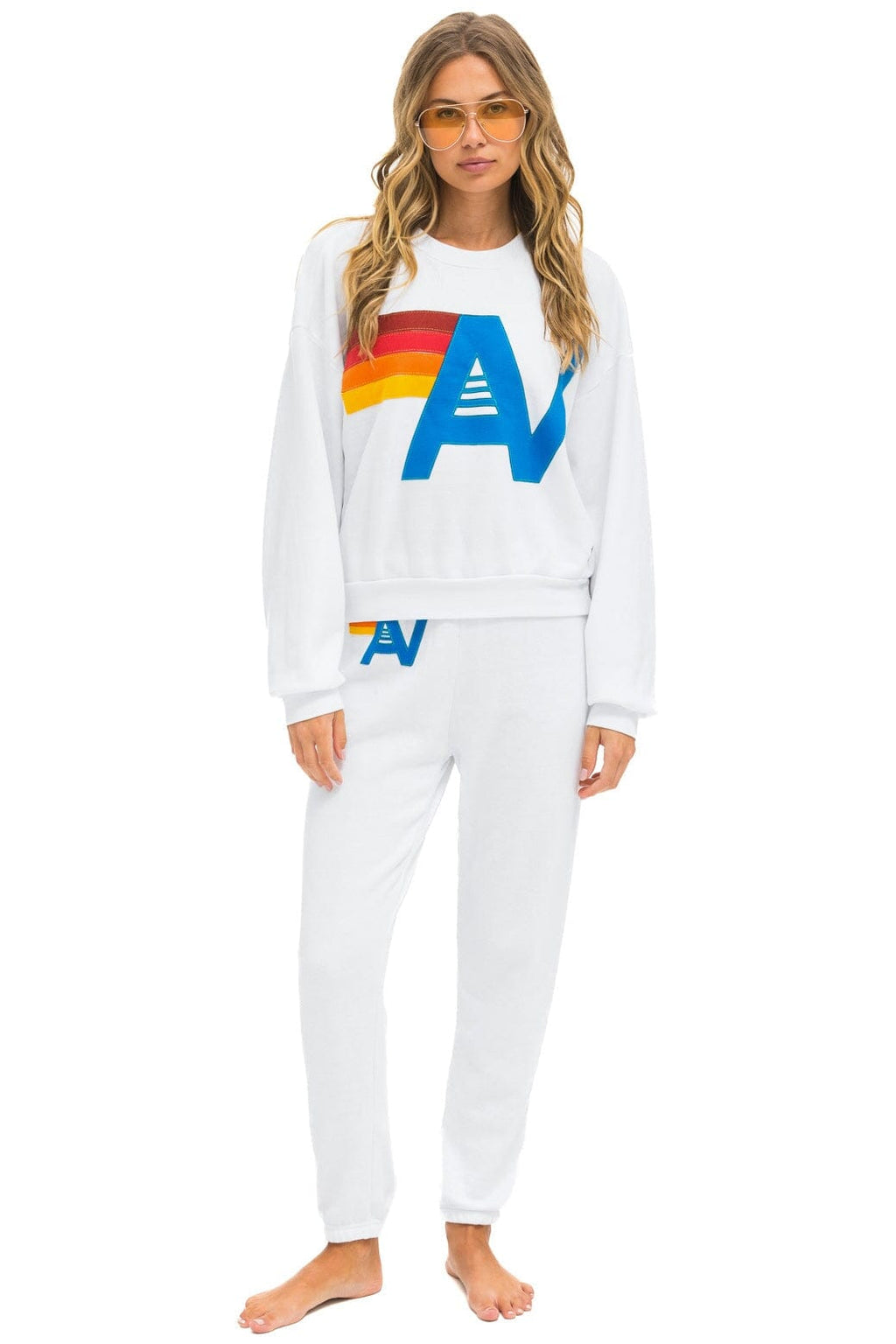 Retro LOGO STITCH RELAXED CREW SWEATSHIRT - WHITE