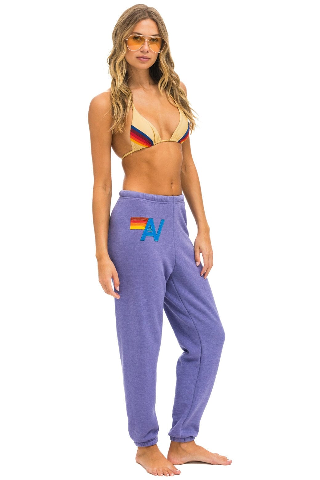 Retro LOGO STITCH SWEATPANTS - LAVENDER