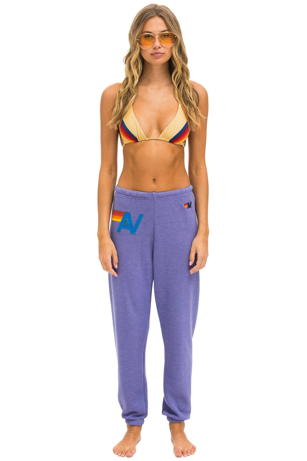 Retro LOGO STITCH SWEATPANTS - LAVENDER