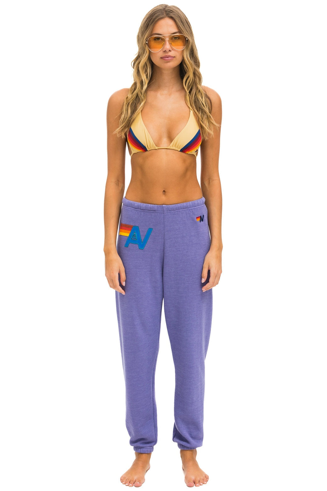 Retro LOGO STITCH SWEATPANTS - LAVENDER