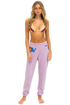 Retro LOGO STITCH SWEATPANTS - MAUVE