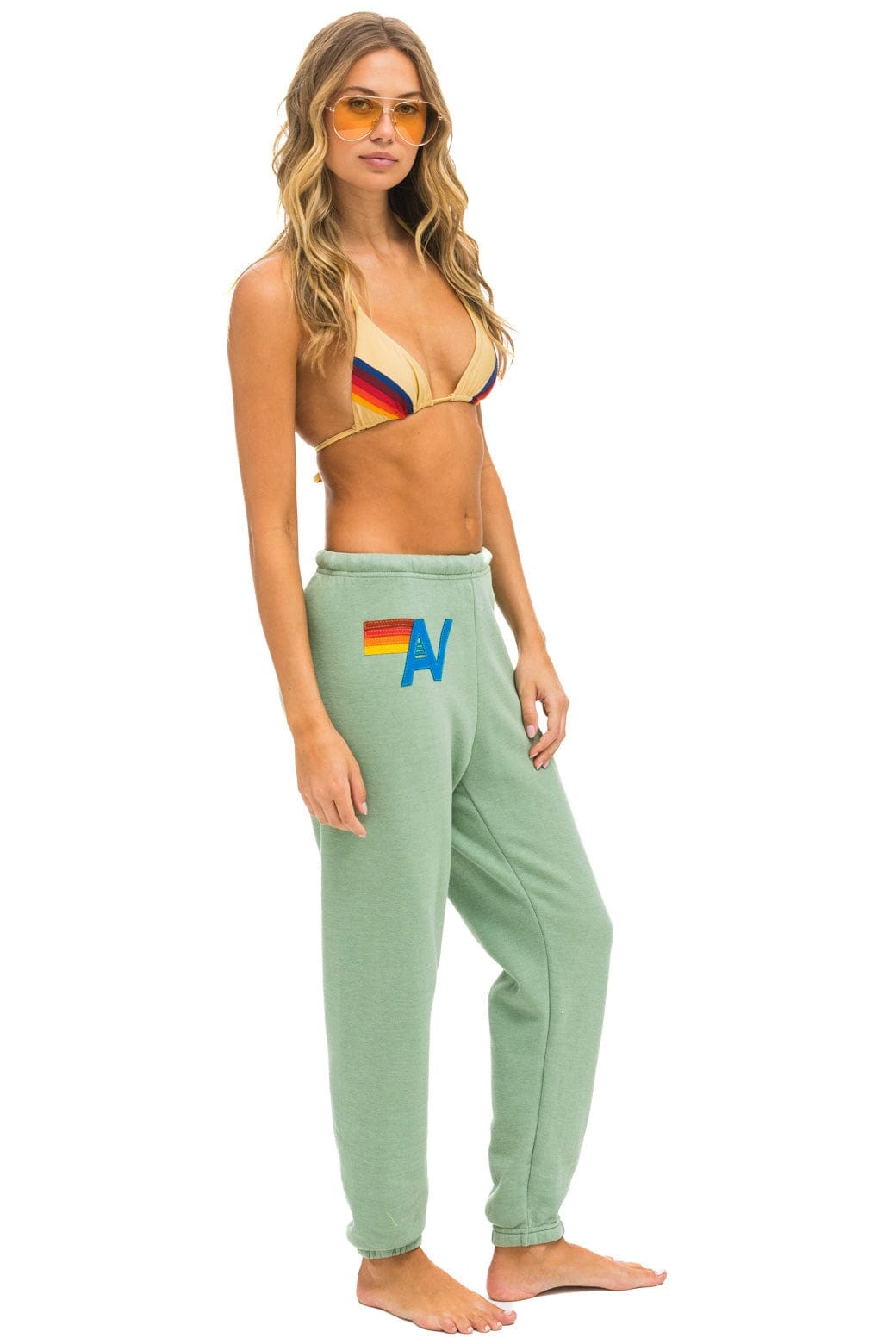 Retro LOGO STITCH SWEATPANTS - SAGE