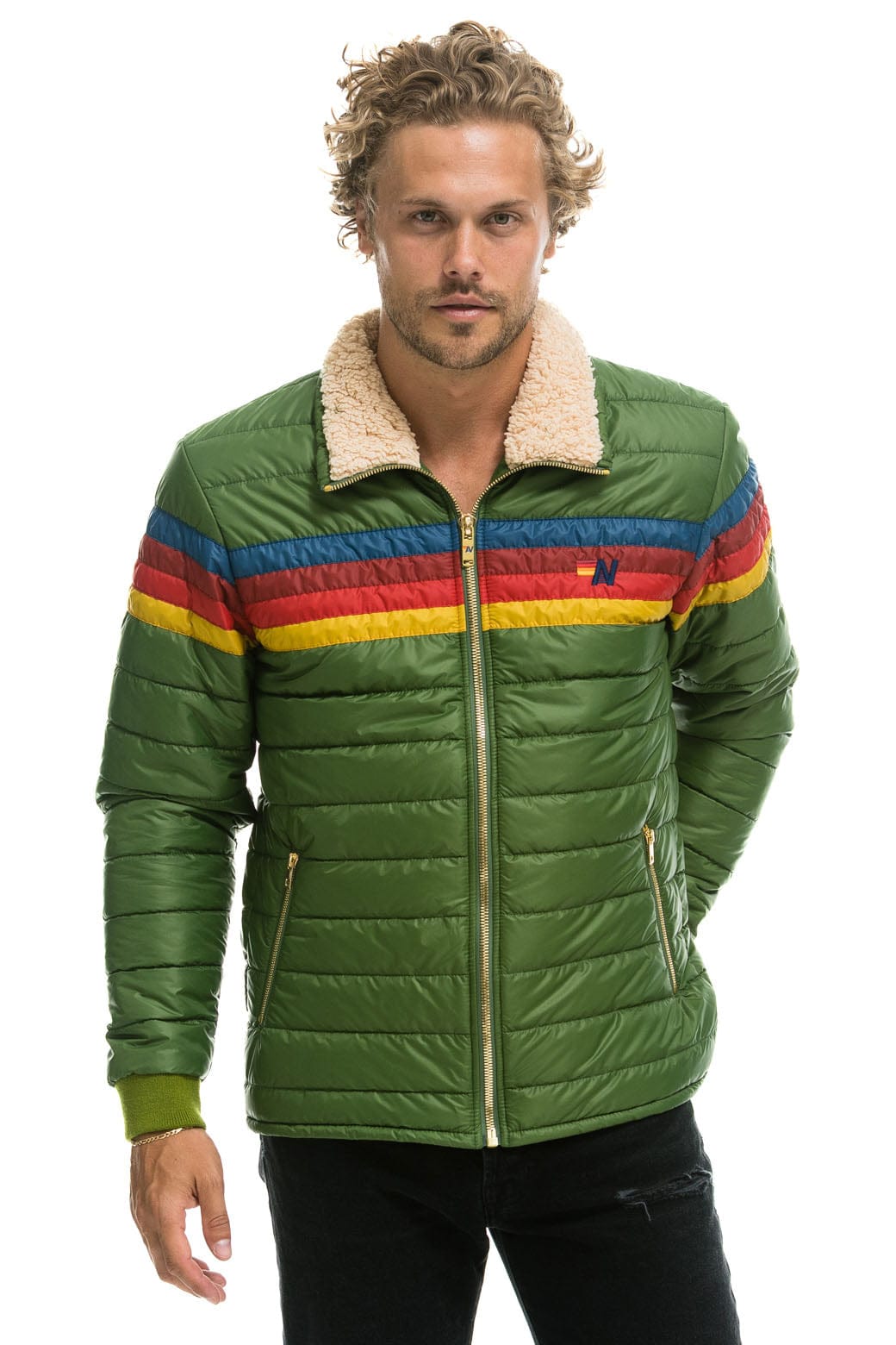 Retro 4 STRIPE JACKET - GARDEN GREEN