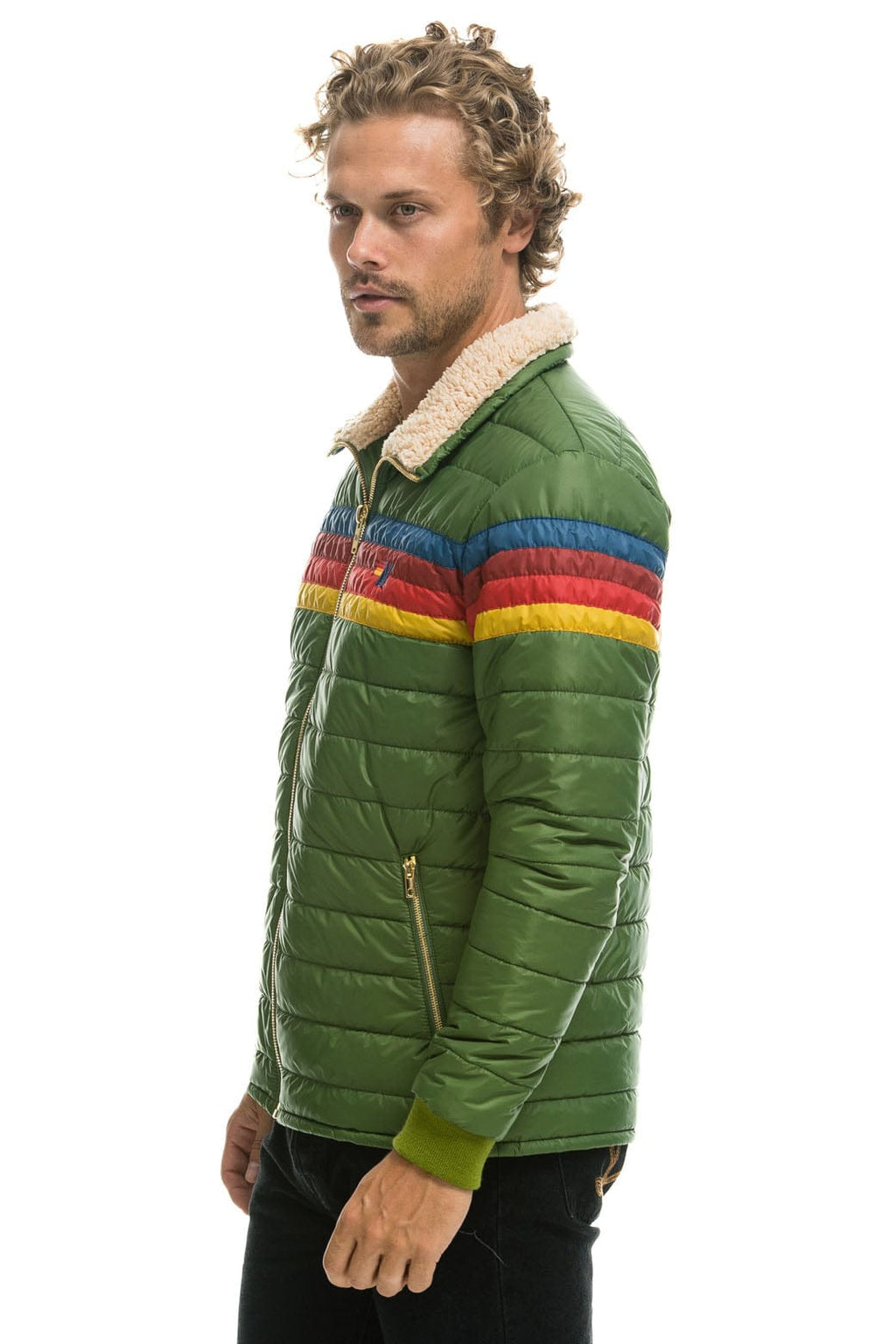 Retro 4 STRIPE JACKET - GARDEN GREEN