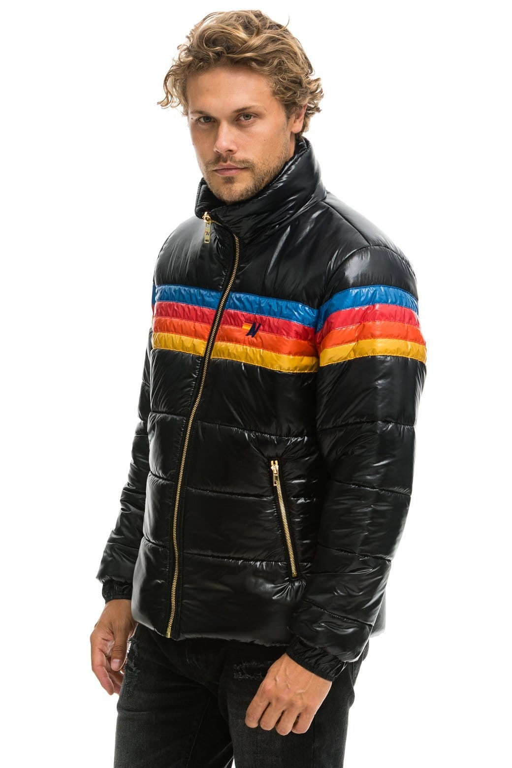 Retro 4 STRIPE LUXE TRAVELER JACKET - GLOSSY BLACK