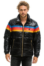 Retro 4 STRIPE LUXE TRAVELER JACKET - GLOSSY BLACK