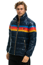 Retro 4 STRIPE LUXE TRAVELER JACKET - GLOSSY DEEP BLUE