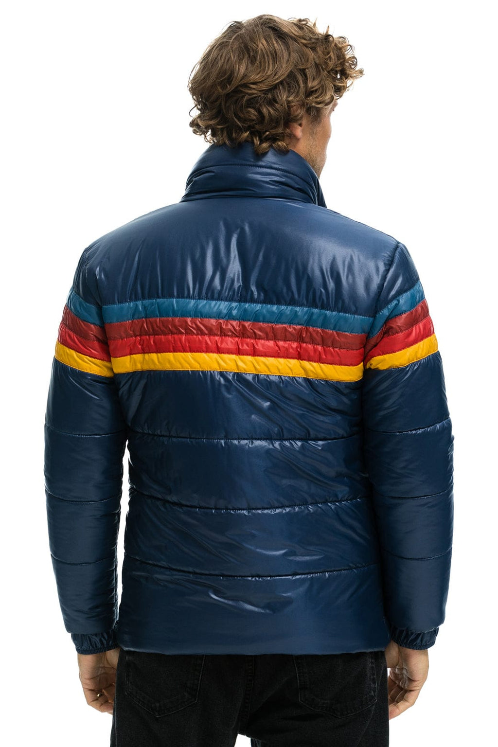 Retro 4 STRIPE LUXE TRAVELER JACKET - GLOSSY DEEP BLUE