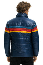 Retro 4 STRIPE LUXE TRAVELER JACKET - GLOSSY DEEP BLUE