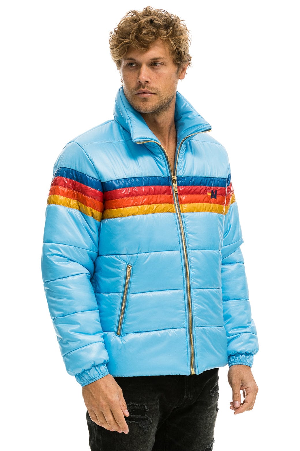 Retro 4 STRIPE LUXE TRAVELER JACKET - GLOSSY SKY
