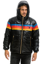 Retro 4 STRIPE LUXE TREKKER JACKET - GLOSSY BLACK