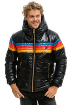 Retro 4 STRIPE LUXE TREKKER JACKET - GLOSSY BLACK