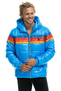 Retro 4 STRIPE LUXE TREKKER JACKET - GLOSSY BLUE
