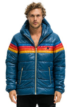 Retro 4 STRIPE LUXE TREKKER JACKET - GLOSSY DEEP BLUE