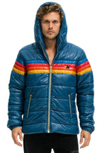 Retro 4 STRIPE LUXE TREKKER JACKET - GLOSSY DEEP BLUE