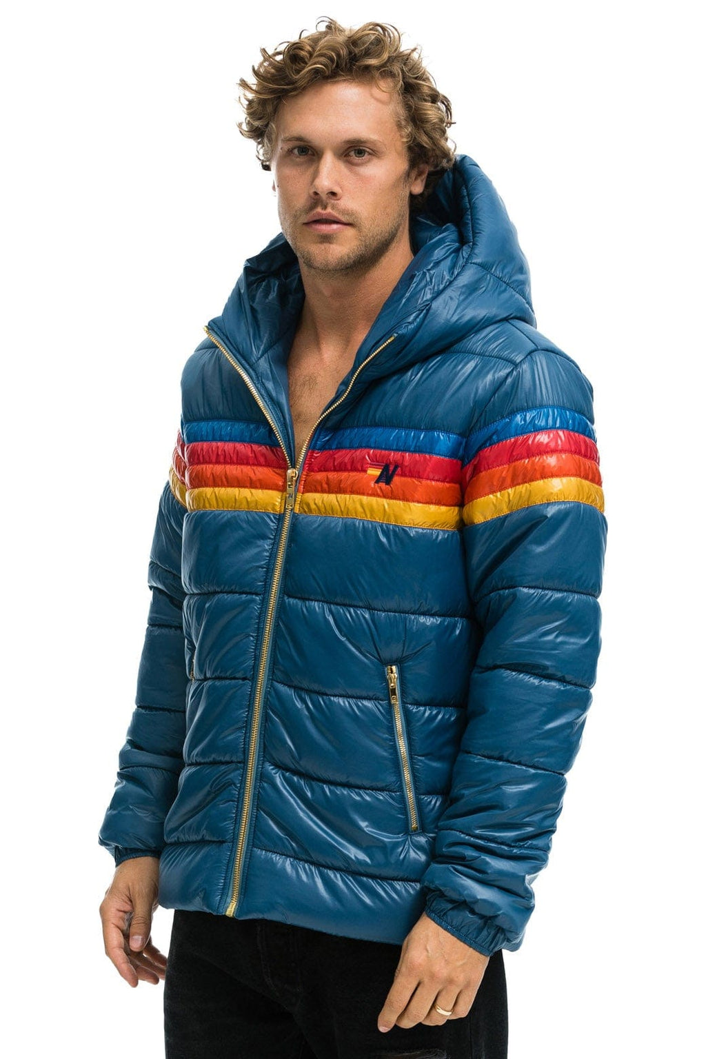 Retro 4 STRIPE LUXE TREKKER JACKET - GLOSSY DEEP BLUE