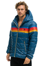 Retro 4 STRIPE LUXE TREKKER JACKET - GLOSSY DEEP BLUE