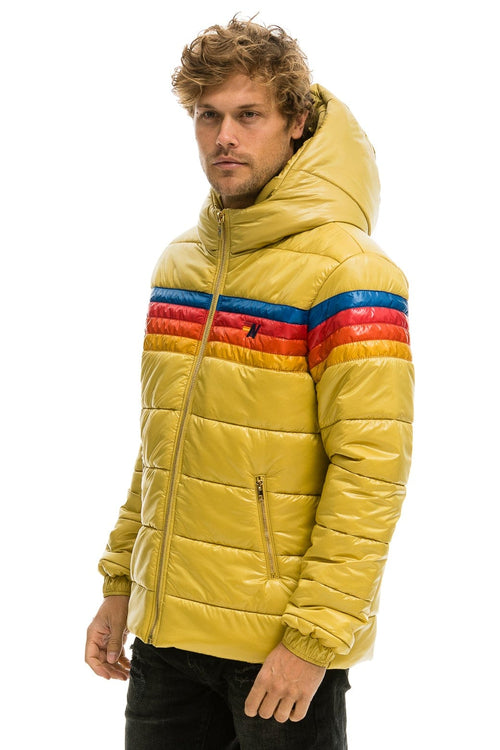 Retro 4 STRIPE LUXE TREKKER JACKET - GLOSSY KHAKI