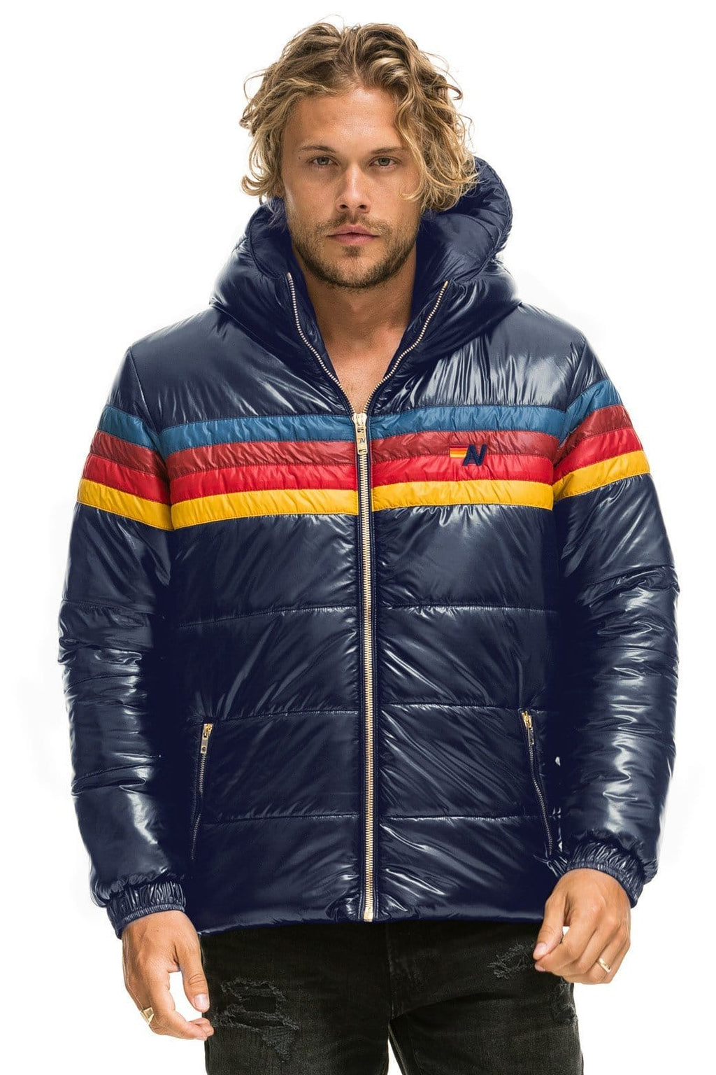 Retro 4 STRIPE LUXE TREKKER JACKET - GLOSSY NAVY