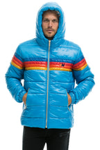 Retro 4 STRIPE LUXE TREKKER JACKET - GLOSSY OCEAN