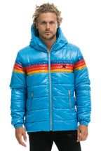Retro 4 STRIPE LUXE TREKKER JACKET - GLOSSY OCEAN