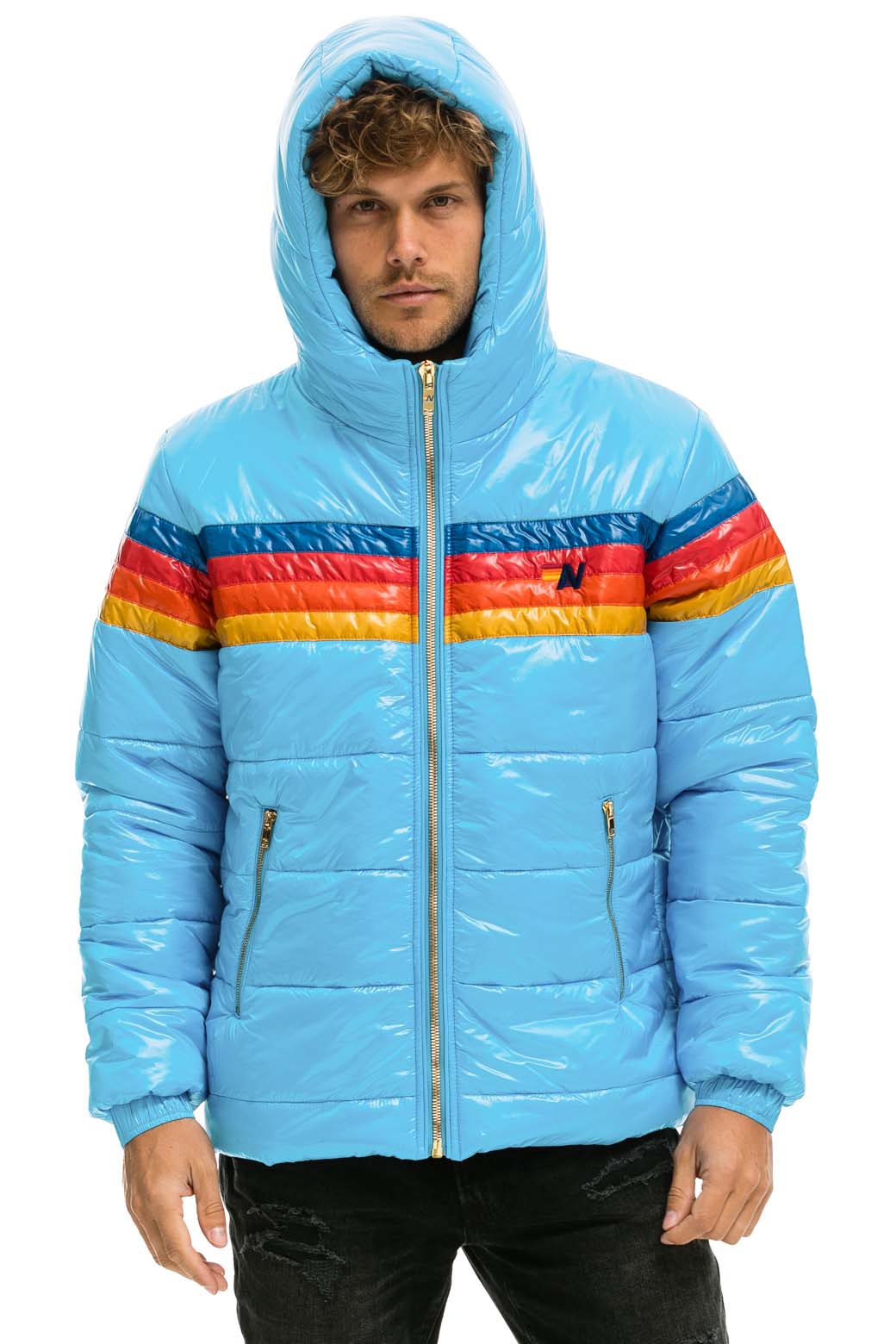 Retro 4 STRIPE LUXE TREKKER JACKET - GLOSSY SKY