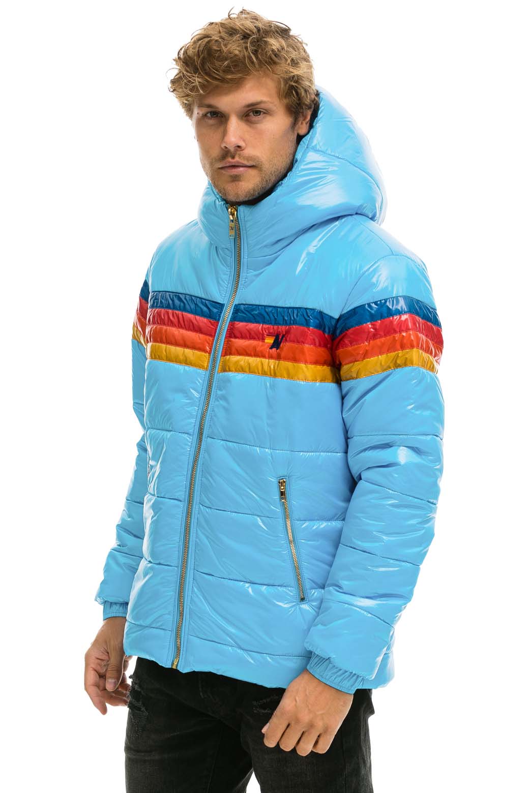 Retro 4 STRIPE LUXE TREKKER JACKET - GLOSSY SKY
